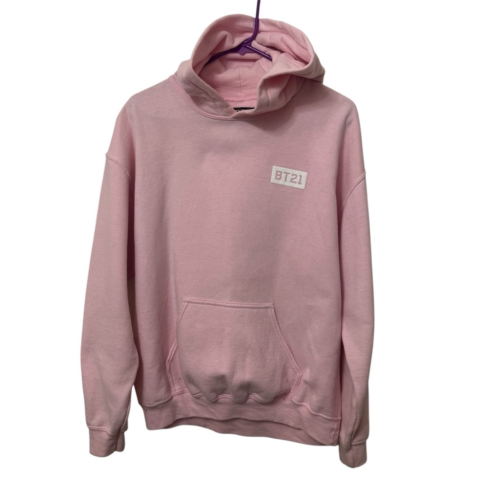 BT21 Pink Hoodie Pullover Sweatshirt Women’s Size Large Used